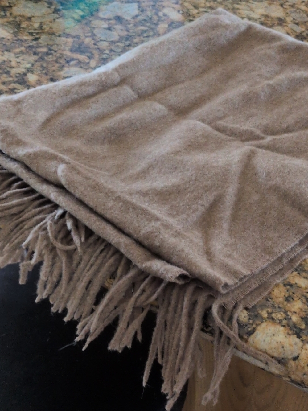 Cozy Taupe Fringe Scarf